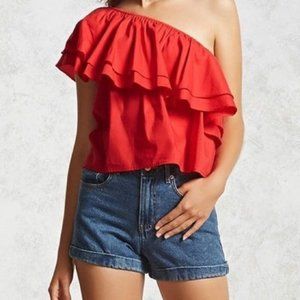 Forever 21 One Shoulder Ruffle Top